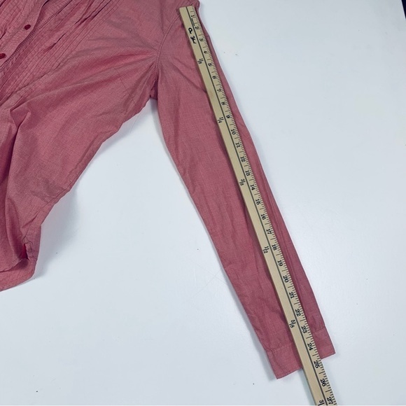 Victoria Secret Blouse Women Size Medium Button Down Pleading Long Sleeves Red - Picture 11 of 15